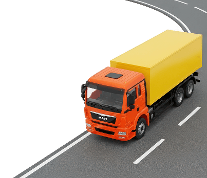 Orange fuel truck on highway