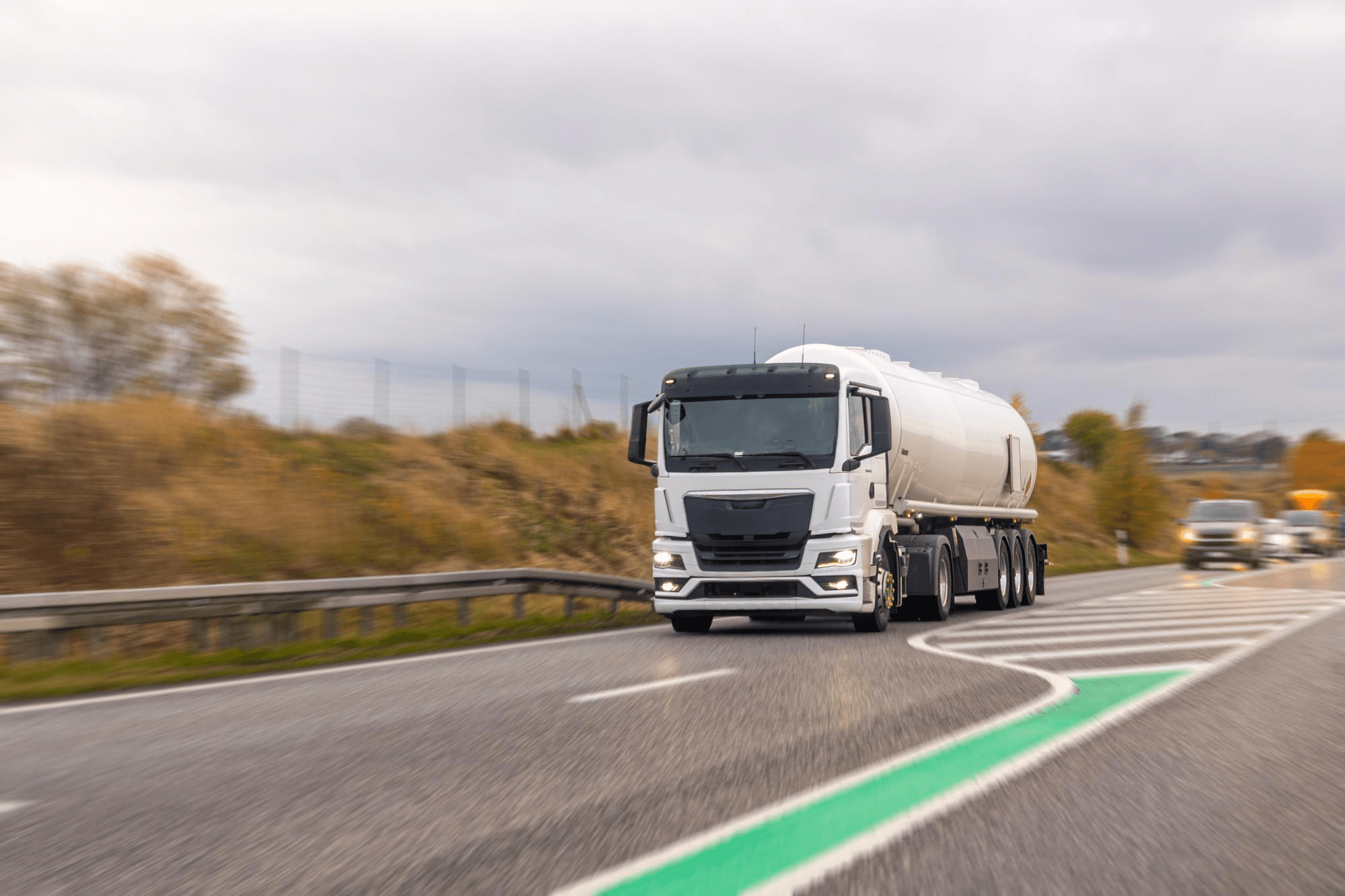 Fuel tanker truck on highway